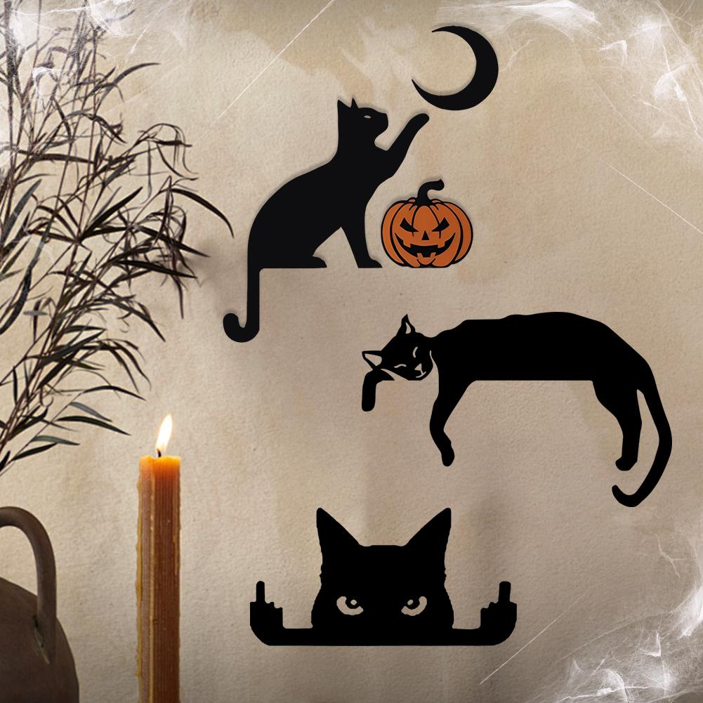 Halloween Cat Door Topper Door Frame Decor Decorative Black Cat Door Corner Decor Creative Door Right Angle Sign for Home Office