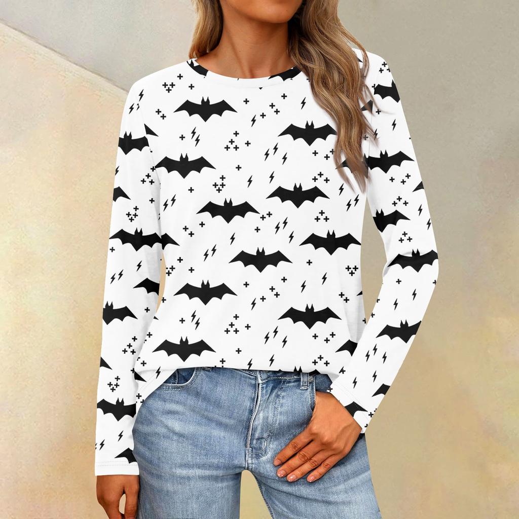 Женская свободная повседневная повседневная футболка с длинным рукавом и круглым вырезом, сплошной цвет, топ