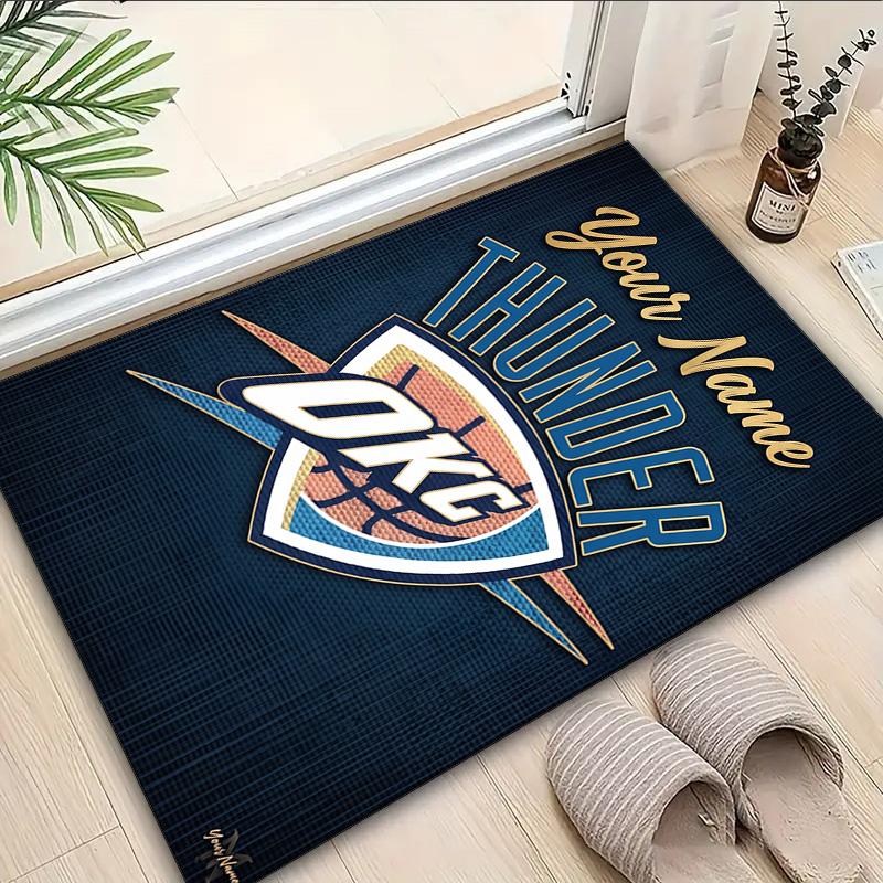 Custom Name Rug Thunder OKC Basketball Area Rug Suitable for Indoor And Outdoor,Carpets for Homes, Offices,Living Rooms,Home Decor,Christmas Gift