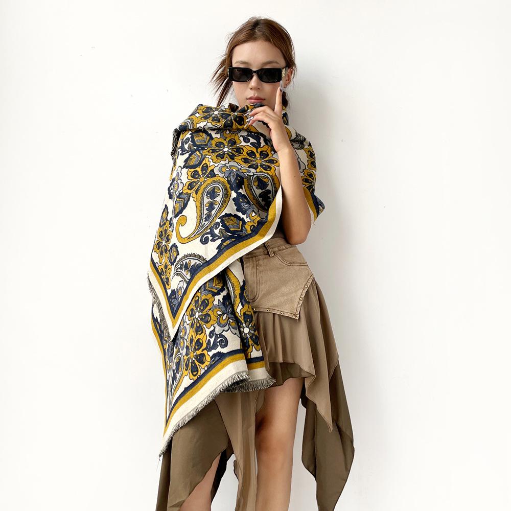 Retro Scarf Autumn and Winter Cashew Temperament Versatile Shawl Fashion Jacquard Outer Cape Scarf Women's Scarf