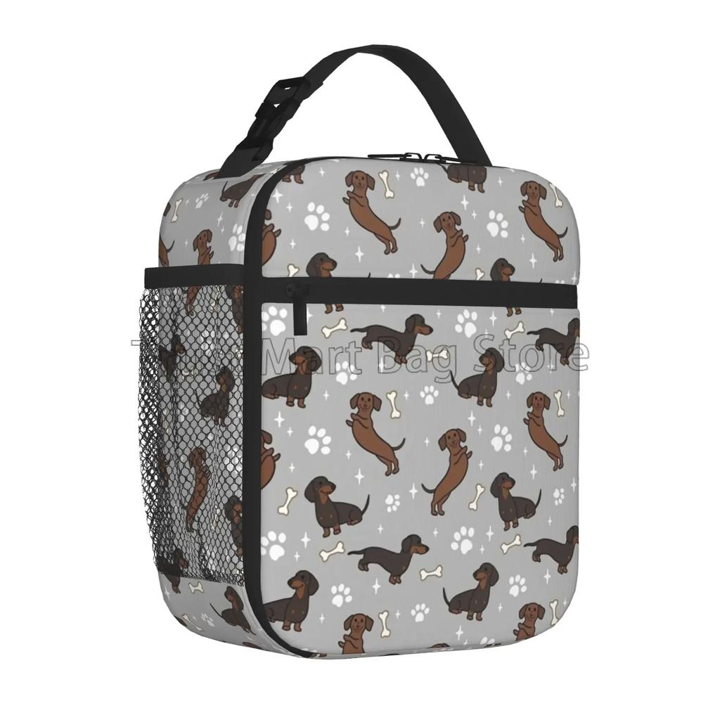 Такса Собака Принт Многоразовая Изолированная Сумка-Охладитель Для Обеда Термальная Сумка-Холодильник Bento для Мужчин Женщин Офиса Пешего Туризма Кемпинга Пикника Пляжа