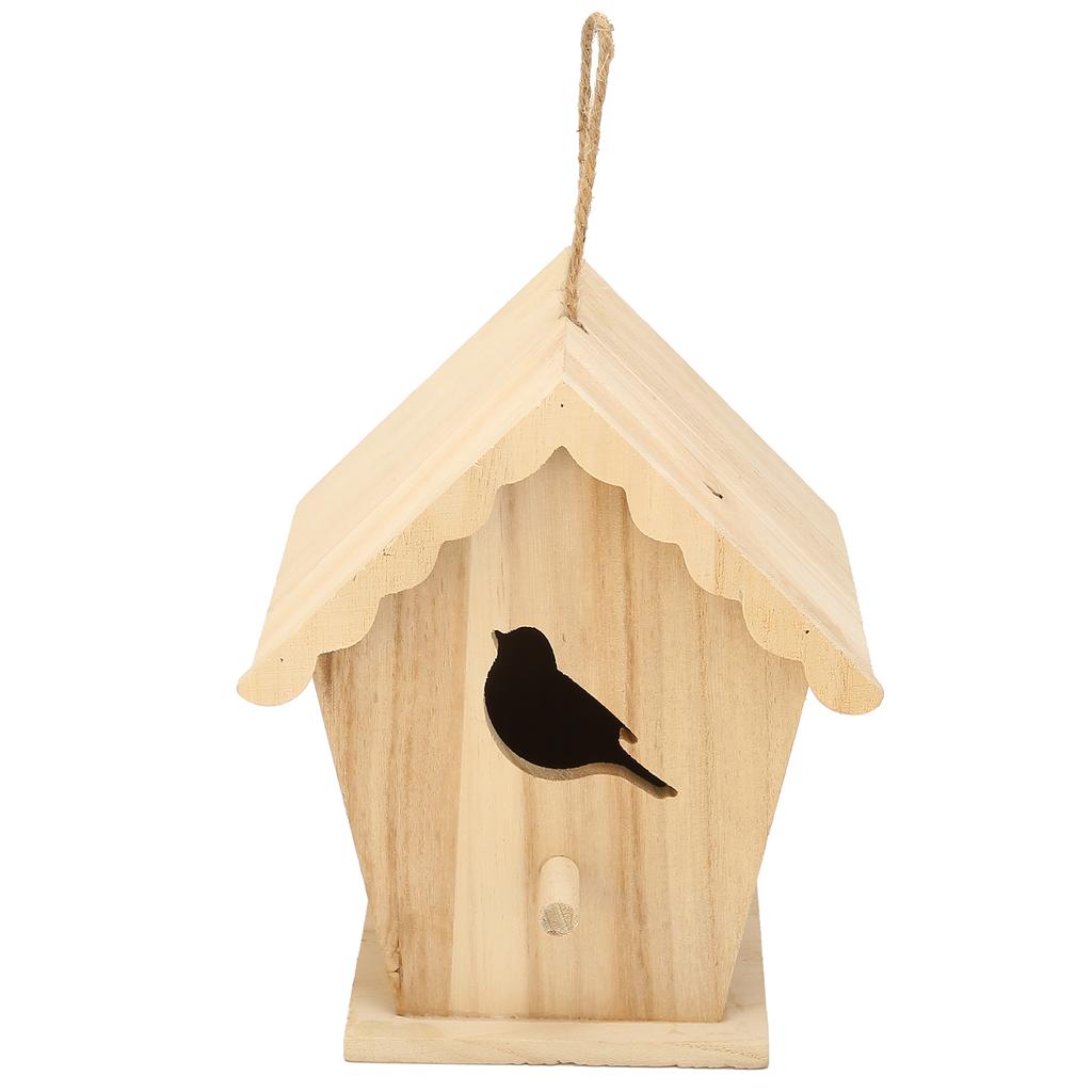 Wood Birdhouse Bird Shaped Entrance Bird Box House DIY Outdoor Nesting Box for Garden Backyard