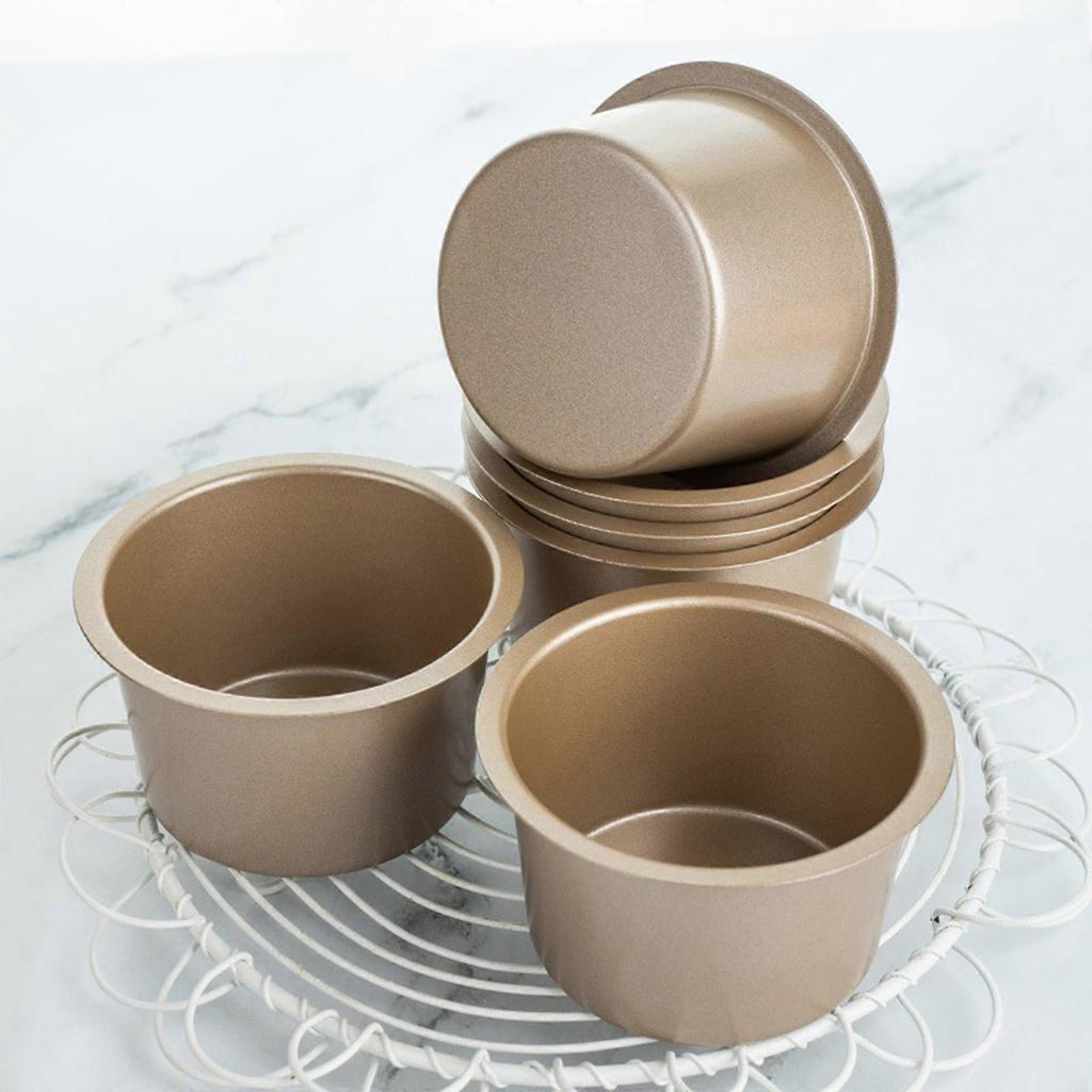 6pcs Tall Muffin Cupcakes Mold Heat Resistant Baking Mold Kitchen Accessories Carbon Steel Bakewares for Dessert Use Multicolor