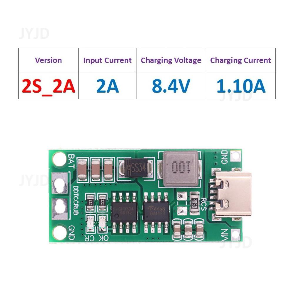 Многоэлементный 2S 3S 4S Type-C до 8,4 В 12,6 В 16,8 В повышающий литий-полимерный литий-ионный зарядное устройство 7,4 В 11,1 В 14,8 В 18650 литиевая батарея