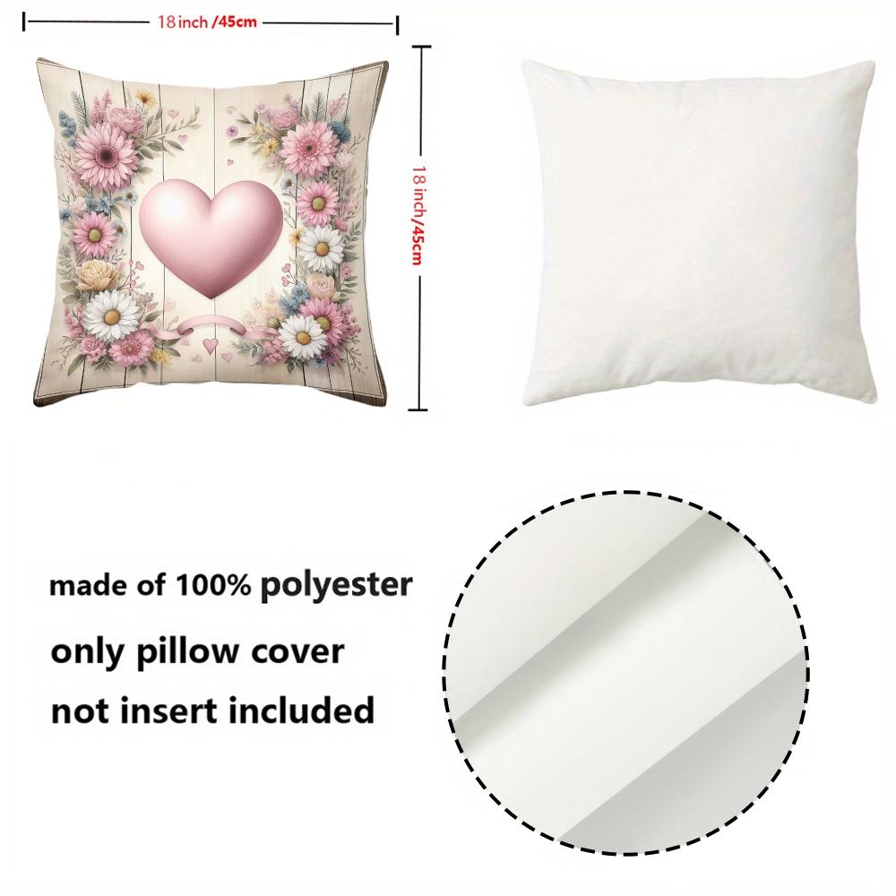 Floral Heart Patterned Cushion Covers for Home Decor Polyester pillowcase, sofa decorative cushion cov Headboard Pillow