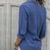 Spring Autumn Women Solid Color Button Up Chiffon Blouse Casual Long Sleeve Plus Size Tops