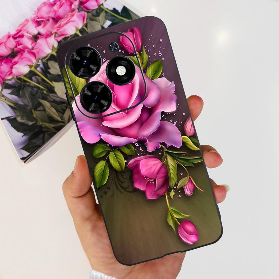Чехол для Tecno Spark 20C Чехол Spark 20 Pro Популярный Цветок Бабочка Прозрачные Силиконовые Чехлы для Телефона Для Tecno Spark 20 Spark20 Funda