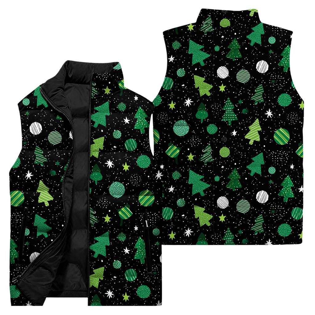 Ladies' Casual And Fashionable Sleeveless Vest Christmas Printed Cotton Jacket