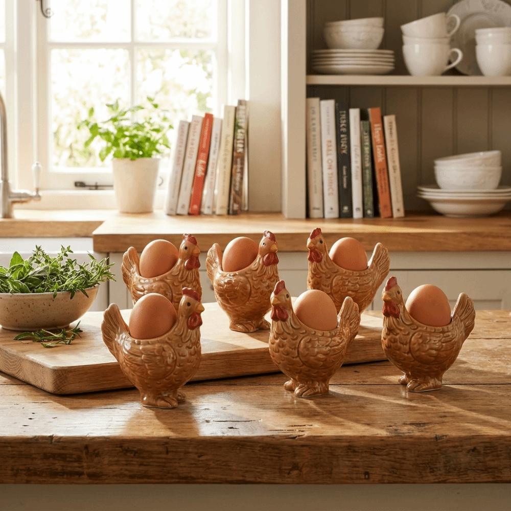 Smooth Surface Chicken Egg Holder Cartoon Boiled Egg Stand Unique Egg Tray Cup Ornament Home Use