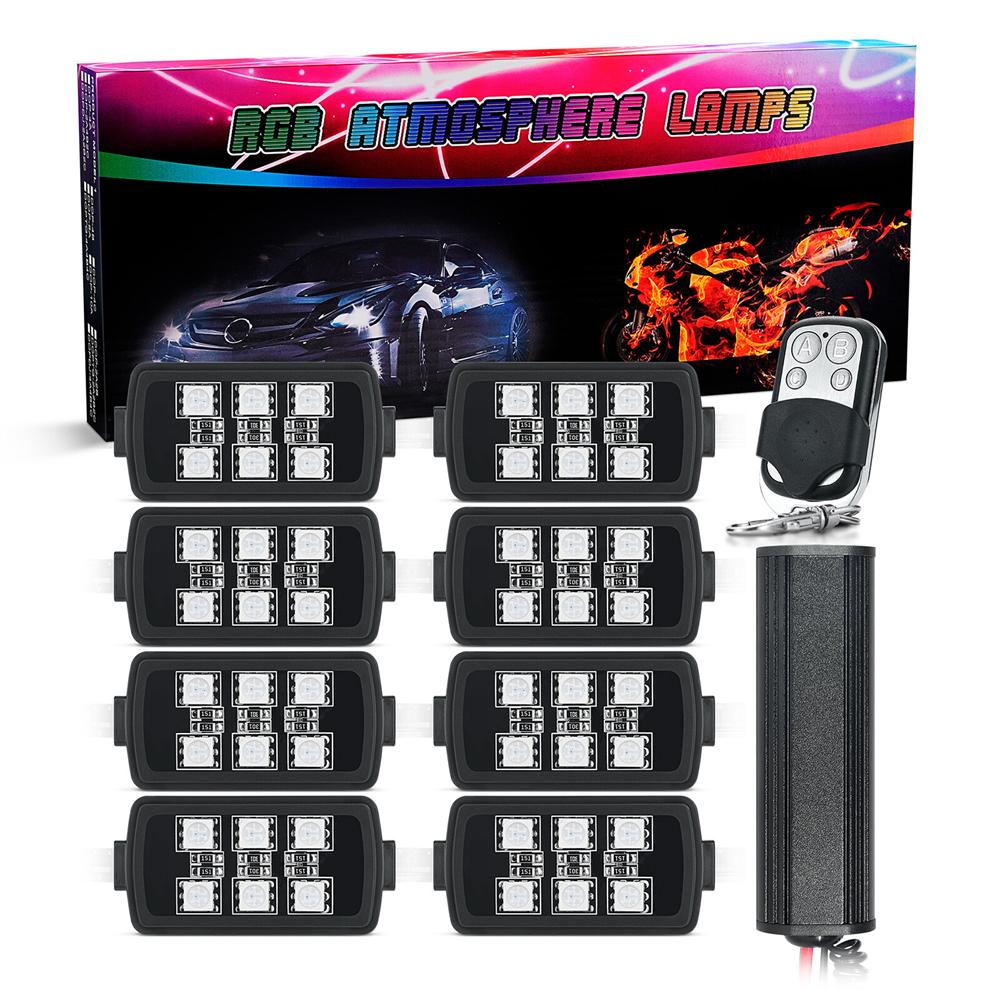 8 шт. Комплект RGB светодиодных лент для мотоцикла с функцией стоп-сигнала