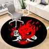 1pc Flame Demon "Gothic Skull" Office Round Area Rug, Under Office Chairs Bedroom Living Room Home Decor, Room Deco