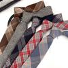 Men'S And Women'S Japanese Retro British 6Cm Narrow Tie Coffee Color Gray Blue Casual Grid, Get Married At Work