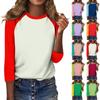 Shirt For Women's Fashion Casual Raglan Sleeve Round Neck 3/4 Sleeve Loose Printed T-Shirt Ladies Top