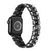 For Apple Watch Series 7 45mm 2-in-1 Design Stainless Steel Rhinestone Thread Watch Strap+Anti-drop Hard PC Watch Case