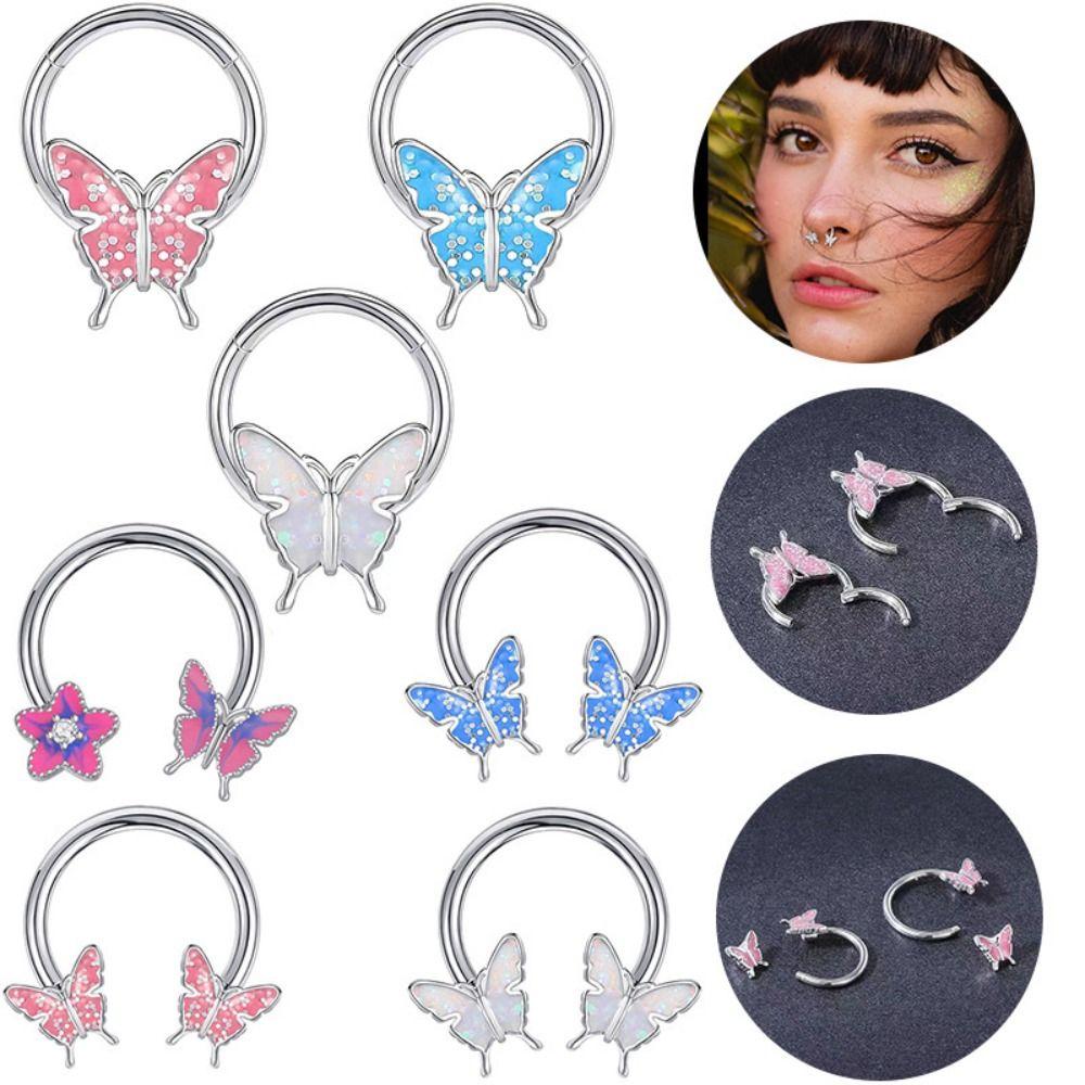 Панк-блеск, кольцо-бабочка в носу, спиральные кольца для перегородки носа, капельное масло, кольцо-бабочка в носу, женское