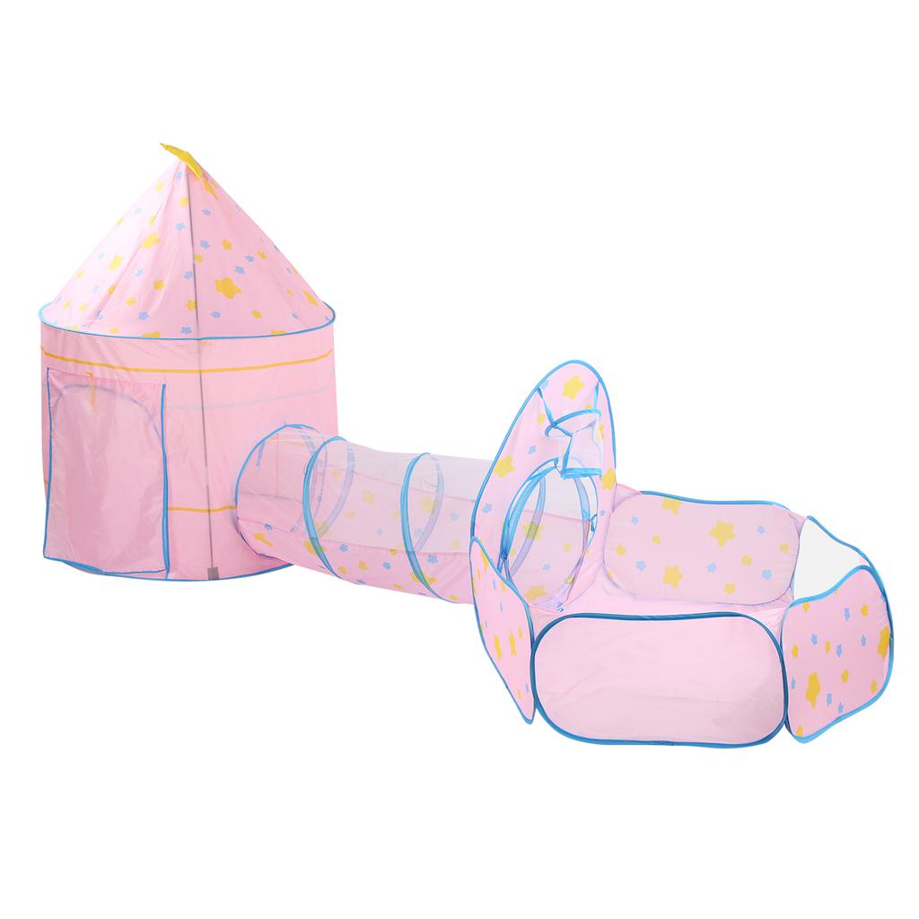 3pcs Baby Tent Kid Crawling Tunnel Play Tent Indoor Children Toddler Toy Ball PoolPink