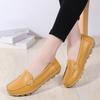 2024 Spring Women Round Toe Shallow Flat Shoes Leather Breathable Moccasins Women Boat Shoes Ballerina Ladies Casual Shoes 34-44