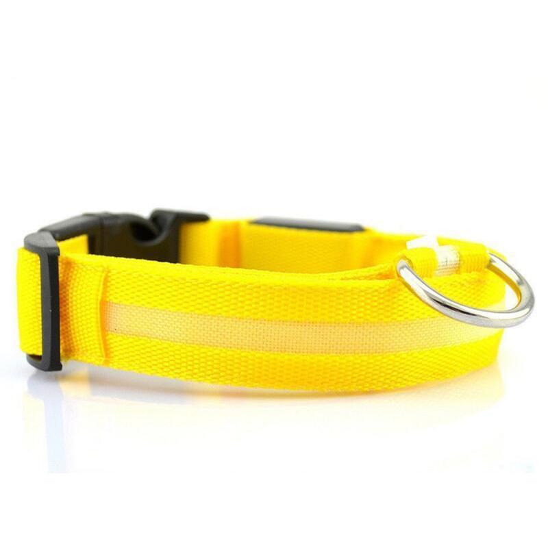 Светодиодный ошейник для собак, мигающий светящийся регулируемый защитный свет, нейлоновая бирка