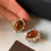 Серьги-пусеты с овальной жемчужиной из тигрового глаза, серьги осенне-зимнего темперамента, персонализированные модные серьги для женщин