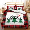 Navidad Plaid Merry Christmas Tree Duvet Cover Twin King Festival Santa Deer Bedding Set Polyester Quilt For Adults Home Decor