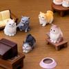 12Pcs Miniature Cat Figurine Mini Simulation Kitten Statue Resin Animal Ornament Microlandscape Dollhouse Car Dashboard Decoration