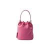 Prada Re-Edition Re-Nylon Enamel Triangle Metal Logo Drawstring Closure Fabric And Leather Bucket Bag Mini Women Bags Coral-Pink 1BE067_R064_F0638