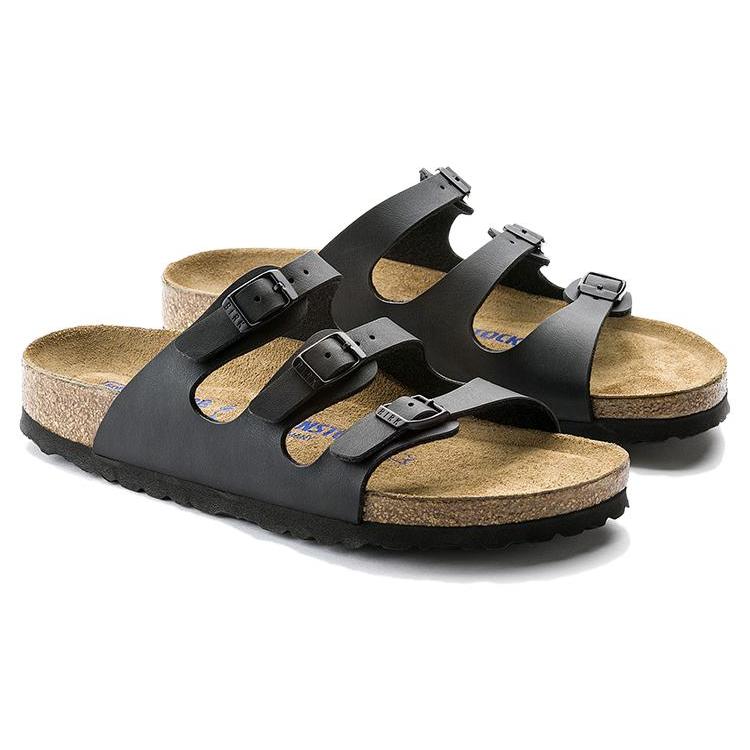 Birkenstock Leather Comfortable And Trendy Slide Slippers Unisex Black 0053013
