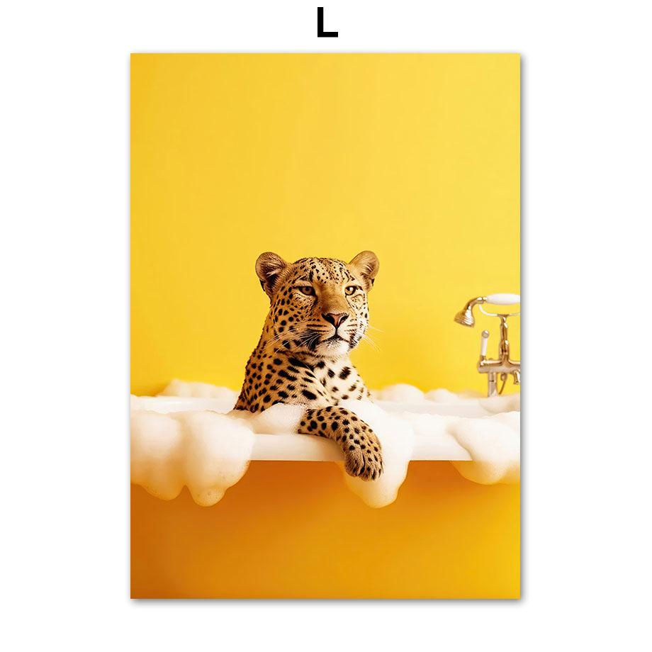 Забавный юмор для ванной комнаты, носорог, крокодил, леопард, сова, кенгуру, слон, собака, настенный домашний декор, туалетный плакат, художественный принт, холст, живопись