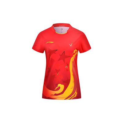 Футболка с коротким рукавом Li Ning Starry Voyage Creative West Lake Element Quick-Dry Cool Competition, мужские топы, малиновый цвет AAYS256-1