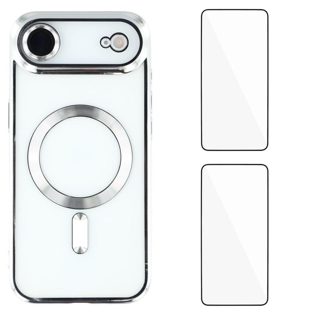 For iPhone 17 Air Magnetic Case WANLONFENG Electroplated TPU Cover with Lens Film+2Pcs Tempered Glass