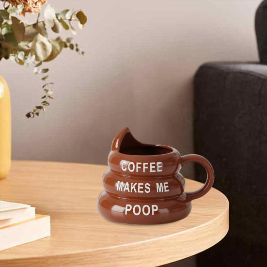 Poop-Shaped Coffee Mug for Coffee Lovers 350ml Hilarious Bathroom Cup Resin Quirky Morning Cup Funny Gag Gifts for Friends