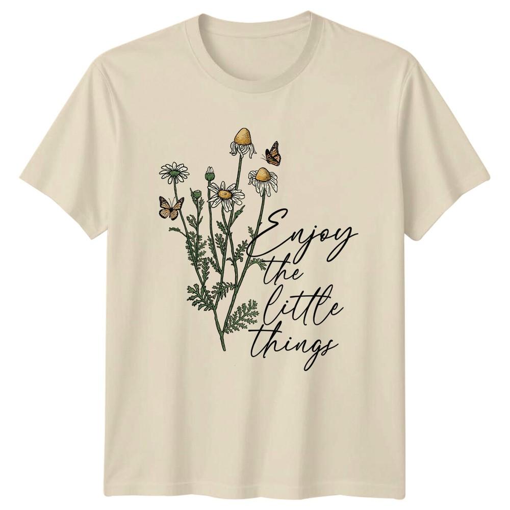 Enjoy The Little Things Floral Nature TShirt Butterfly Flower Tee