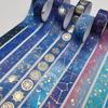 12 Pcs/box Starry Sky Astrolabe Moon Planet Washi Tape Masking Tape Stationery Journal Washitape Decoration Gold Foil Washi Tape