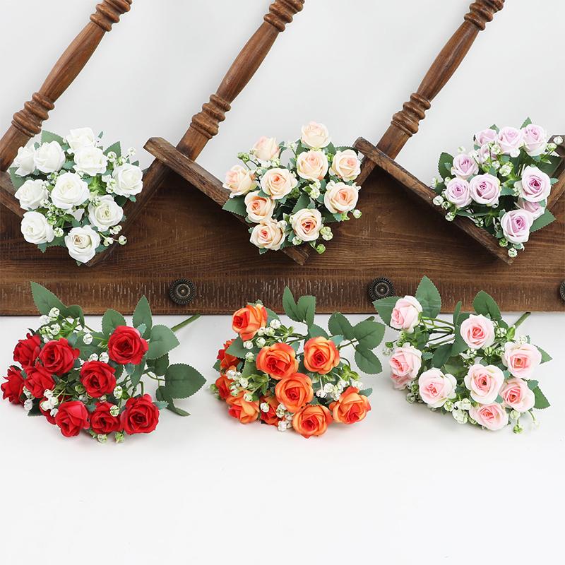 Simulation Roses Artificial Flowers Bouquet Wedding Party Home Decorations Photography Props