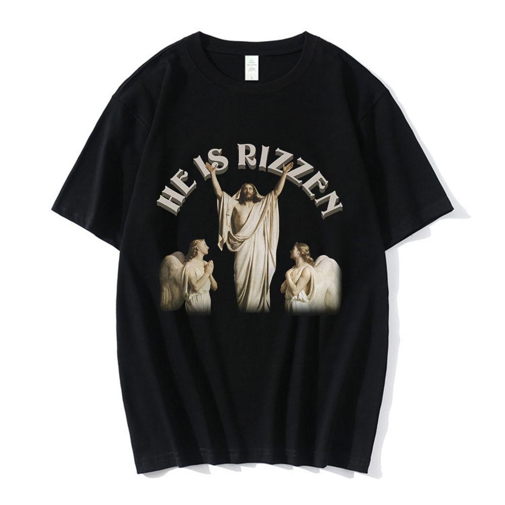 Nicolas Cage Moshi Moshi Jesus Desu T-Shirt Men Funny Meme Picolas Cage Awesome T-shirts Polyester Short Sleeve T Shirt Clothing