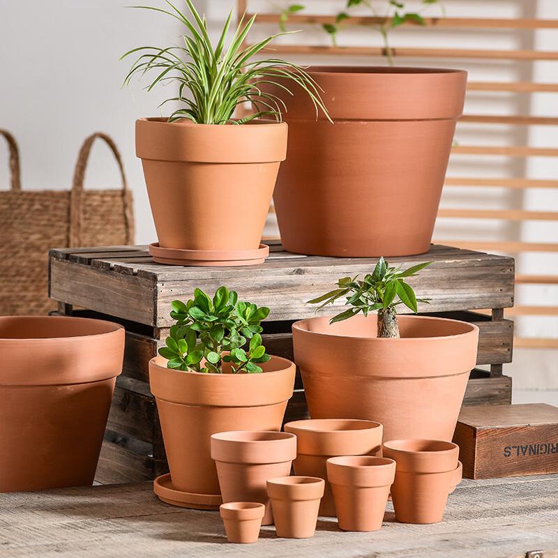 Nordic Terracotta Planter Pot with Tray, 2-Pack