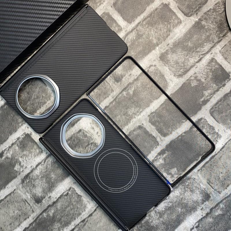Honor Magic V5 Kevlar Carbon Fiber Magnetic Case With Metal Frame Heat Dissipation Protection Cover