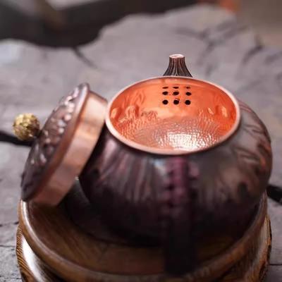 Винтажный чайник из красной меди, Чайник для домашнего заваривания, Мини-медный чайник ручной работы в виде листа лотоса, Традиционный чайник ручной работы, 300 мл