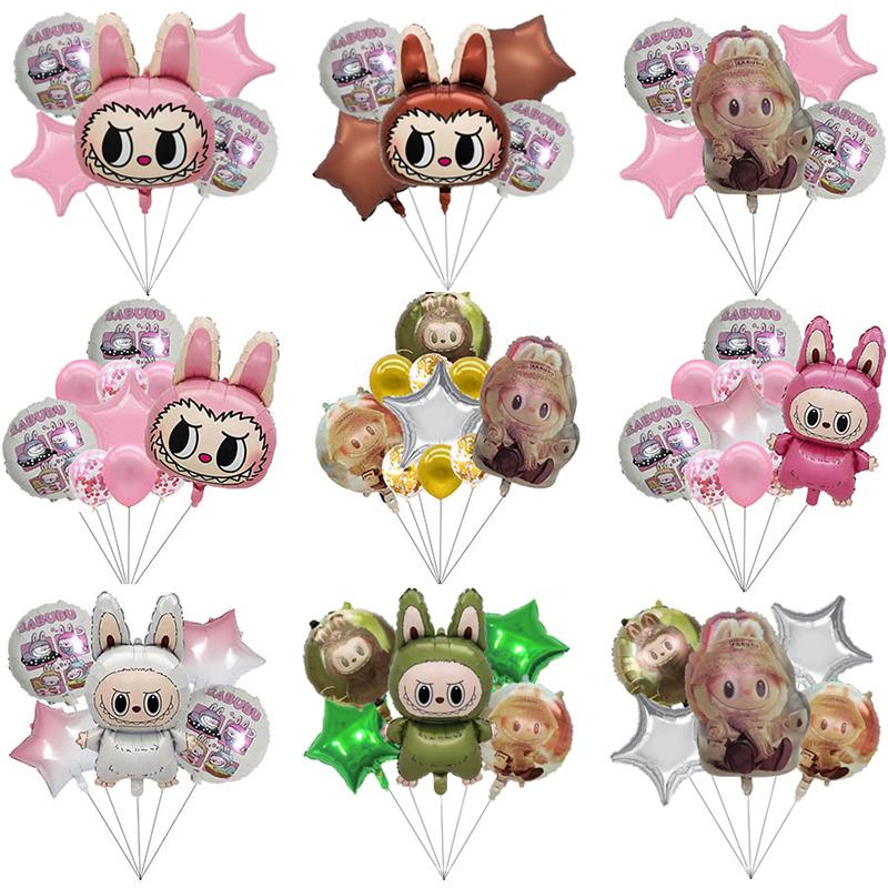 5 шт. Милый мультяшный воздушный шар из алюминиевой пленки Лабубу, украшение для детской вечеринки по случаю дня рождения, надувная игрушка для детского праздника