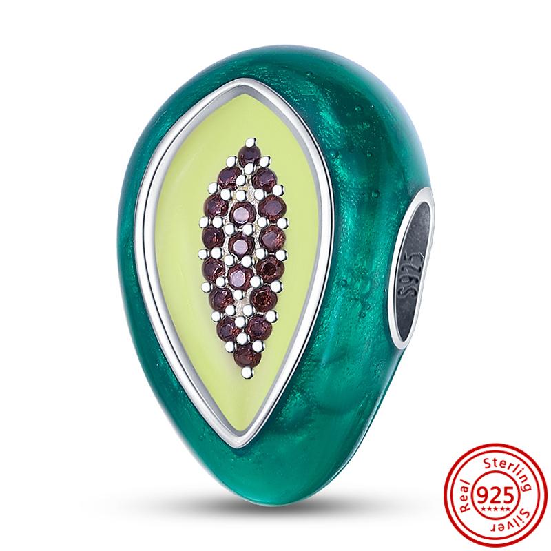 S925 серебро клубника виноград арбуз ананас вишня яблоко фруктовый стиль бусины подходят оригинальные подвески браслет DIY ювелирные изделия