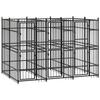 VidaXL Outdoor Dog Kennel Steel 5.53 M², Black