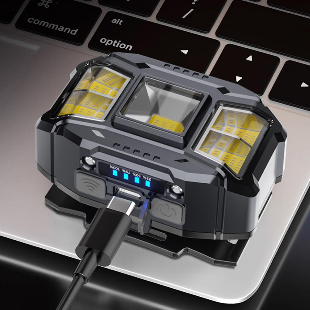 COB LED Налобный фонарь с датчиком движения для улицы, USB-зарядка, индикация мощности, мощный налобный фонарь-фонарик для пеших прогулок, рыбалки