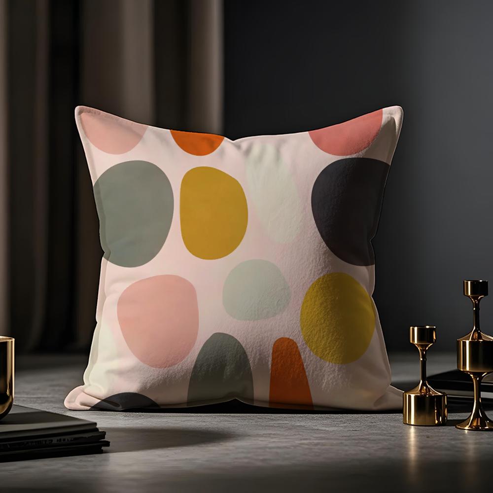Morandi Geometric Abstraction Pillow Case Antidustmite Pillowcase Invisible Zipper Silky Short Plush Sofa Cushion Cover