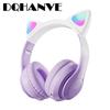 Gradient Color Glowing Bluetooth Headphones Cat Head Head Head Earphones Computer Headsets