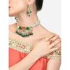 Многоцветные камни и бусины, многорядное колье-колье Kundan из бисера, ожерелье, серьги и кольца, комплект для женщин