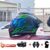 Full Face Motorcycle Helmet With Rear Wing Bluetooth Headset Men All Season Electric Bike Motorbike Riding Safety Gear