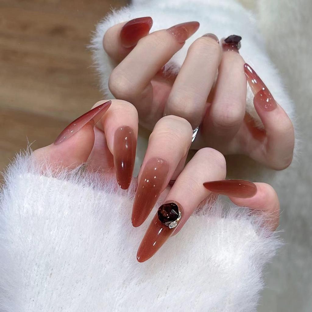 24 шт. Простые нюдовые градиентные французские накладные ногти Модные глянцевые длинные овальные искусственные ногти для женщин Акриловые носимые типсы для ногтей Инструменты