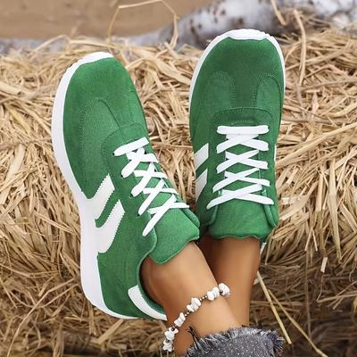 Модная женская повседневная спортивная обувь - резиновая подошва, геометрический узор, низкий вырез на шнуровке, подходит для ношения в любое время года