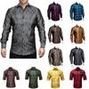 Mens Paisley Silk Long Sleeve Casual Shirt For Men Jacquard Male Business Party Wedding Dress