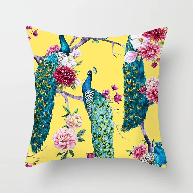 Роскошный чехол для подушки с павлином, высококачественный принт, подушка для домашнего дивана, плед для кафе-бара отеля